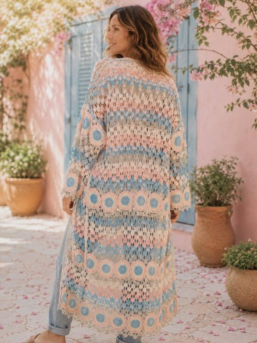 Pastel Crochet Duster Cardigan - Picture 3 of 4